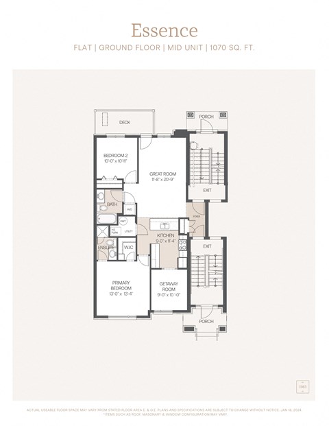 the essence floor plan  1 bedroom  1190 sq ft